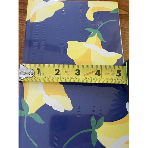 Kate Spade Blue Yellow flowers hardback Journal notes Ribbon Bookmark new - Picture 4 of 5